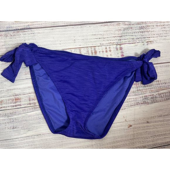 Betsey Johnson Purple Ruffle Tie Side Bikini Bottom sz Medium M‎ - Picture 1 of 6
